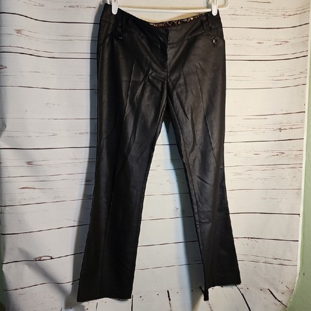 River Island Black Bootcut Flare Pants Trousers Shiny Party Career, Size 14